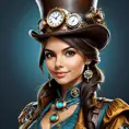 Steampunk portrait of Victoria Justice, Highly Detailed, Intricate, Artstation, Beautiful, Digital Painting, Sharp Focus, Concept Art, Elegant