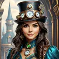 Steampunk portrait of Victoria Justice, Highly Detailed, Intricate, Artstation, Beautiful, Digital Painting, Sharp Focus, Concept Art, Elegant