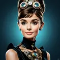 Steampunk portrait of Audrey Hepburn, Highly Detailed, Intricate, Artstation, Beautiful, Digital Painting, Sharp Focus, Concept Art, Elegant