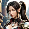 Steampunk portrait of Tifa Lockhart, Highly Detailed, Intricate, Artstation, Beautiful, Digital Painting, Sharp Focus, Concept Art, Elegant