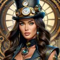 Steampunk portrait of Megan Fox, Highly Detailed, Intricate, Artstation, Beautiful, Digital Painting, Sharp Focus, Concept Art, Elegant