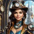 Steampunk portrait of Victoria Justice, Highly Detailed, Intricate, Artstation, Beautiful, Digital Painting, Sharp Focus, Concept Art, Elegant