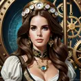 Steampunk portrait of Lana Del Rey, Highly Detailed, Intricate, Artstation, Beautiful, Digital Painting, Sharp Focus, Concept Art, Elegant