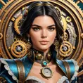 Steampunk portrait of Kendall Jenner, Highly Detailed, Intricate, Artstation, Beautiful, Digital Painting, Sharp Focus, Concept Art, Elegant