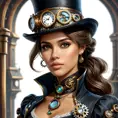 Steampunk portrait of Eiza González, Highly Detailed, Intricate, Artstation, Beautiful, Digital Painting, Sharp Focus, Concept Art, Elegant