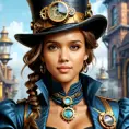 Steampunk portrait of Jessica Alba, Highly Detailed, Intricate, Artstation, Beautiful, Digital Painting, Sharp Focus, Concept Art, Elegant