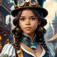 Steampunk portrait of Jenna Ortega, Highly Detailed, Intricate, Artstation, Beautiful, Digital Painting, Sharp Focus, Concept Art, Elegant