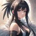 Alluring matte portrait of a beautiful Tifa Lockhart wearing feathers, 8k, Highly Detailed, Intricate, Half Body, Realistic, Sharp Focus, Volumetric Lighting, Fantasy, Elegant by Stanley Artgerm Lau, Alphonse Mucha, WLOP