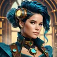 Steampunk portrait of Halsey, Highly Detailed, Intricate, Artstation, Beautiful, Digital Painting, Sharp Focus, Concept Art, Elegant