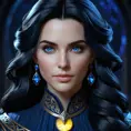 Matte portrait of a beautiful Yennefer in dark blue, 8k, Highly Detailed, Intricate, Realistic, Sharp Focus, Volumetric Lighting, Fantasy, Elegant by Stanley Artgerm Lau, WLOP, Stefan Kostic