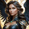 Alluring matte portrait of a beautiful Kayle in black leather, 8k, Highly Detailed, Intricate, Half Body, Realistic, Sharp Focus, Volumetric Lighting, Fantasy, Elegant by Stanley Artgerm Lau, Alphonse Mucha, WLOP, Stefan Kostic