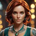 Matte portrait of Triss Merigold with tattoos, 8k, Highly Detailed, Alluring, Artstation, Bokeh effect, Sharp Focus, Volumetric Lighting, Concept Art by Stanley Artgerm Lau, Greg Rutkowski