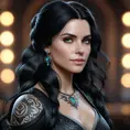 Matte portrait of Yennefer with tattoos, 8k, Highly Detailed, Alluring, Artstation, Bokeh effect, Sharp Focus, Volumetric Lighting, Concept Art by Stanley Artgerm Lau, Greg Rutkowski