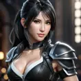 Alluring matte portrait of a beautiful Tifa Lockhart wearing black leather, 8k, Highly Detailed, Intricate, Half Body, Realistic, Sharp Focus, Volumetric Lighting, Fantasy, Elegant by Stanley Artgerm Lau, WLOP