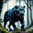 Panther in a haunted forest, Highly Detailed, Intricate, Gothic, Volumetric Lighting, Fantasy, Dark by Stanley Artgerm Lau