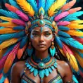 Visionary painting of a mystical tribal goddess surrounded by vibrant feathers, 8k, Highly Detailed, Intricate, Artstation, Matte Painting, Sharp Focus, Volumetric Lighting, Concept Art by Stanley Artgerm Lau, Greg Rutkowski