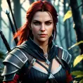 Portrait of an alluring witcher 3 female rouge assassin in an epic forest, 4k, Highly Detailed, Beautiful, Cinematic Lighting, Sharp Focus, Volumetric Lighting, Closeup Portrait, Concept Art