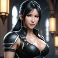 Alluring matte portrait of a beautiful Tifa Lockhart wearing black leather, 8k, Highly Detailed, Intricate, Half Body, Realistic, Sharp Focus, Volumetric Lighting, Fantasy, Elegant by Stanley Artgerm Lau, WLOP