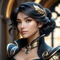 Alluring matte portrait of a beautiful Fiora in black, 8k, Highly Detailed, Intricate, Half Body, Realistic, Sharp Focus, Volumetric Lighting, Fantasy, Elegant by Stanley Artgerm Lau, Alphonse Mucha, WLOP, Stefan Kostic