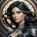 Alluring matte portrait of the beautiful goddess Selene in black leather, 8k, Highly Detailed, Intricate, Realistic, Sharp Focus, Volumetric Lighting, Fantasy, Elegant by Stanley Artgerm Lau, Alphonse Mucha, WLOP