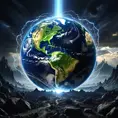 Earth going through cycles of creation and destruction, Award-Winning, Volumetric Lighting, Fantasy, Dark by Greg Rutkowski