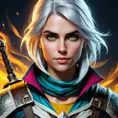 Ciri from The Witcher in Assassin's Creed style, Highly Detailed, Vibrant Colors, Ink Art, Fantasy, Dark by Stanley Artgerm Lau