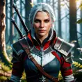 Portrait of an alluring witcher 3 female rouge assassin in an epic forest, 4k, Highly Detailed, Beautiful, Cinematic Lighting, Sharp Focus, Volumetric Lighting, Closeup Portrait, Concept Art