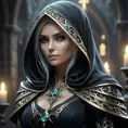 Veiled female necromancer, 8k, Gothic and Fantasy, Elden Ring, Photo Realistic, Dynamic Lighting by Stanley Artgerm Lau, Greg Rutkowski