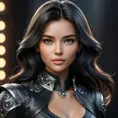 Alluring matte portrait of a beautiful A2 wearing black leather, 8k, Highly Detailed, Intricate, Half Body, Realistic, Sharp Focus, Volumetric Lighting, Fantasy, Elegant by Stanley Artgerm Lau, WLOP