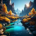 Iridescent opalescent landscape, warm tones, 8k, Award-Winning, Highly Detailed, Beautiful, Octane Render, Unreal Engine, Bioluminescent, Radiant, Volumetric Lighting by Michal Karcz