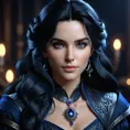 Matte portrait of a beautiful Yennefer in dark blue, 8k, Highly Detailed, Intricate, Realistic, Sharp Focus, Volumetric Lighting, Fantasy, Elegant by Stanley Artgerm Lau, WLOP, Stefan Kostic