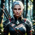 Portrait of an alluring witcher 3 female rouge assassin in an epic forest, 4k, Highly Detailed, Beautiful, Cinematic Lighting, Sharp Focus, Volumetric Lighting, Closeup Portrait, Concept Art