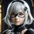 Alluring matte portrait of a beautiful 2B from Nier Automata in the style of Stefan Kostic, 8k, Highly Detailed, Intricate, Half Body, Realistic, Sharp Focus, Volumetric Lighting, Fantasy, Elegant by Stanley Artgerm Lau, Greg Rutkowski