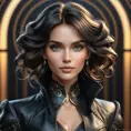 Alluring matte portrait of a beautiful Quinn in black leather, 8k, Highly Detailed, Intricate, Half Body, Realistic, Sharp Focus, Volumetric Lighting, Fantasy, Elegant by Stanley Artgerm Lau, Alphonse Mucha, WLOP, Stefan Kostic