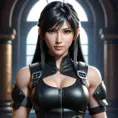 Alluring matte portrait of a beautiful Tifa Lockhart wearing black leather, 8k, Highly Detailed, Intricate, Half Body, Realistic, Sharp Focus, Volumetric Lighting, Fantasy, Elegant by Stanley Artgerm Lau, WLOP