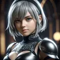 Alluring matte portrait of a beautiful A2 from Nier Automata in the style of Stefan Kostic, 8k, Highly Detailed, Intricate, Half Body, Realistic, Sharp Focus, Volumetric Lighting, Fantasy, Elegant by Stanley Artgerm Lau, Greg Rutkowski