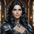 Alluring matte portrait of a beautiful Yennefer in black leather, 8k, Highly Detailed, Intricate, Half Body, Realistic, Sharp Focus, Volumetric Lighting, Fantasy, Elegant by Stanley Artgerm Lau, Alphonse Mucha, WLOP, Stefan Kostic