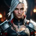 Female rouge assassin in The Witcher 3 Style, 4k, Highly Detailed, Beautiful, Cinematic Lighting, Sharp Focus, Volumetric Lighting, Closeup Portrait, Concept Art