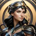 Alluring matte portrait of the beautiful goddess Athena in black leather, 8k, Highly Detailed, Intricate, Realistic, Sharp Focus, Volumetric Lighting, Fantasy, Elegant by Stanley Artgerm Lau, Alphonse Mucha, WLOP