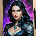 Yennefer from The Witcher in Assassin's Creed style, Highly Detailed, Vibrant Colors, Ink Art, Fantasy, Dark by Stanley Artgerm Lau