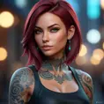 Matte portrait of Katarina with tattoos, 8k, Highly Detailed, Alluring, Artstation, Bokeh effect, Sharp Focus, Volumetric Lighting, Concept Art by Stanley Artgerm Lau, Greg Rutkowski