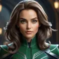 Alluring matte portrait of a beautiful Rogue from Xmen in the style of Stefan Kostic, 8k, Highly Detailed, Intricate, Half Body, Realistic, Sharp Focus, Volumetric Lighting, Fantasy, Elegant by Stanley Artgerm Lau, Greg Rutkowski