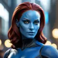 Alluring matte portrait of a beautiful Mystique from Xmen in the style of Stefan Kostic, 8k, Highly Detailed, Intricate, Half Body, Realistic, Sharp Focus, Volumetric Lighting, Fantasy, Elegant by Stanley Artgerm Lau, Greg Rutkowski