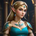 Matte portrait of Princess Zelda with tattoos, 8k, Highly Detailed, Powerful, Alluring, Artstation, Magical, Digital Painting, Photo Realistic, Sharp Focus, Volumetric Lighting, Concept Art by Stanley Artgerm Lau, Greg Rutkowski