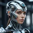 Alluring highly detailed matte portrait of a beautiful cyborg in the style of Stefan Kostic, 8k, High Definition, Highly Detailed, Intricate, Half Body, Realistic, Sharp Focus, Fantasy, Elegant