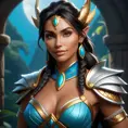 Alluring matte portrait of a beautiful Nidalee in the style of Stefan Kostic, 8k, Highly Detailed, Intricate, Half Body, Realistic, Sharp Focus, Volumetric Lighting, Fantasy, Elegant by Stanley Artgerm Lau, Greg Rutkowski