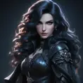 Alluring matte portrait of a beautiful Yennefer in black leather, 8k, Full Body, Realistic, Volumetric Lighting, Fantasy by Stanley Artgerm Lau, WLOP