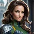 Alluring matte portrait of a beautiful Rogue from Xmen in the style of Stefan Kostic, 8k, Highly Detailed, Intricate, Half Body, Realistic, Sharp Focus, Volumetric Lighting, Fantasy, Elegant by Stanley Artgerm Lau, Greg Rutkowski