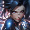 Alluring matte portrait of a beautiful Vayne from League of Legends with tattoos, 8k, Highly Detailed, Intricate, Half Body, Realistic, Sharp Focus, Volumetric Lighting, Fantasy, Elegant by Stanley Artgerm Lau, WLOP, Stefan Kostic