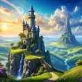 Wizard's tower in fantasy landscape, Magical, Fantasy